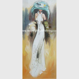 कैनवास आधुनिक कला तेल चित्रकला महिला सफेद पोशाक में पतली प्लास्टिक परत से ढकी हुई है